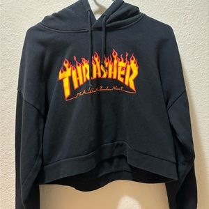 Women’s cropped black Thrasher hoodie size S